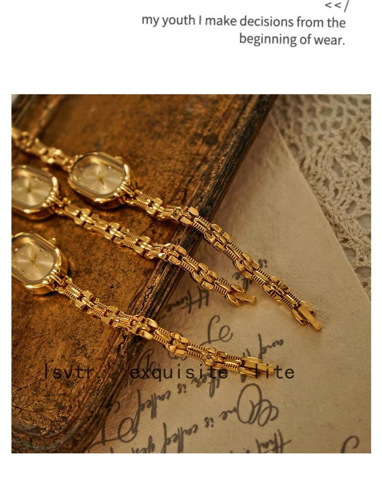 LSVTR Vintage Leichter Luxus Gold Armbanduhr für Damen