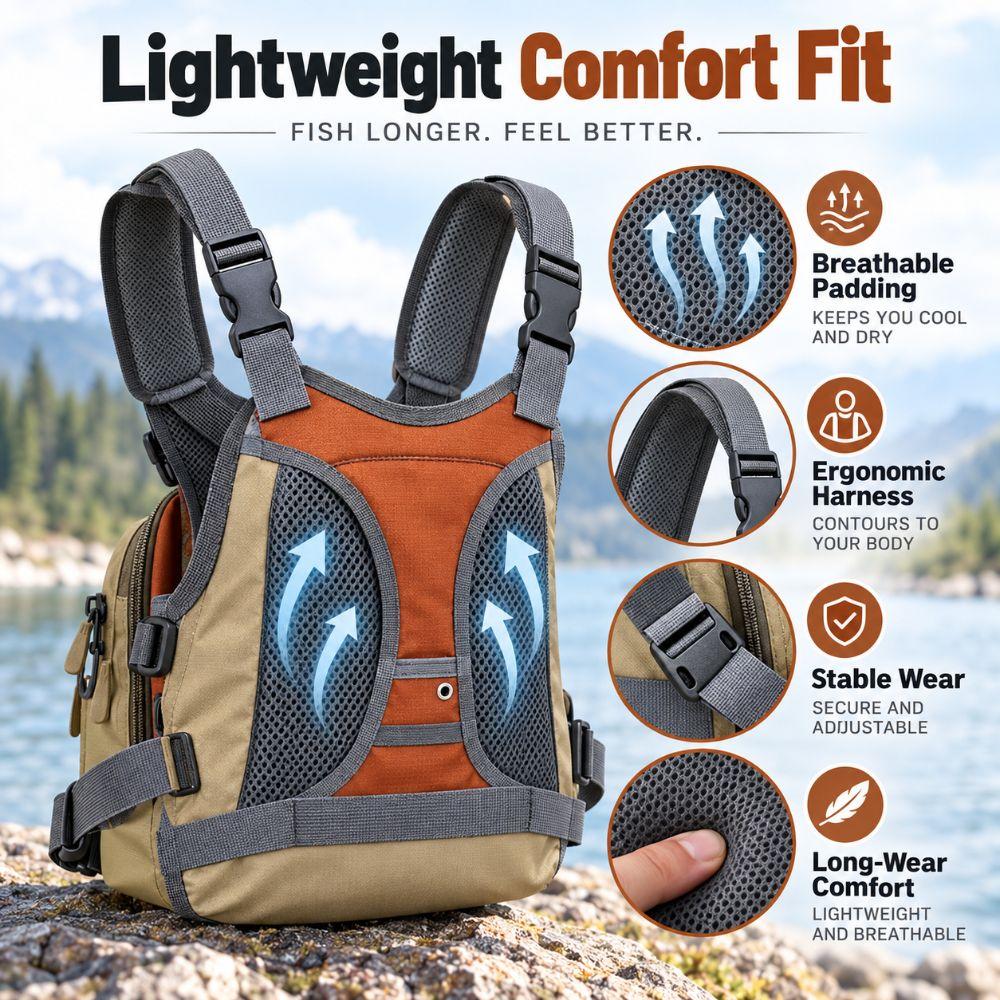 Lightweight Fly Fishing Chest Pack Wear Resistant Fishing Gear Organizer  Outdoor Angling
