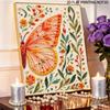 Sparkling Pearl Painting Kit with Frame Orange Butterfly Floral Bead Art Canvas Relaxing Craft Home Wall Decor Art Gift for Adults