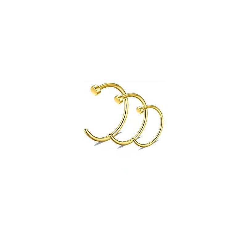 Stainless Steel Electroplated C-Shaped Nose Stud Piercing Jewelry, European and American Fashion Style.