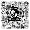 50 Black & White Gothic Punk Style Graffiti Stickers for DIY Suitcases, Notebooks, and Skateboards.