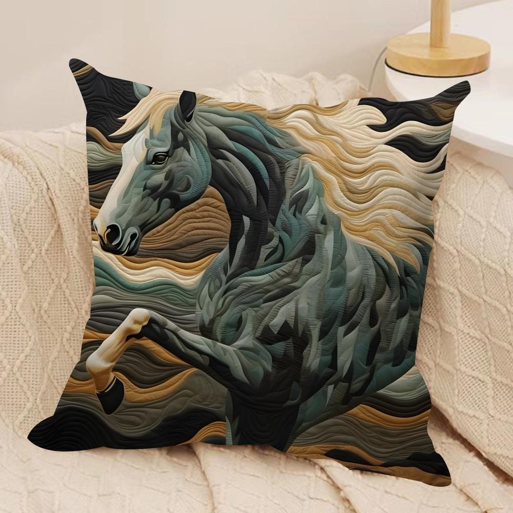 Printing Stylish Horse Cushion Cover Soft Plush Fabric DoubleSided Printed Cushion Covers for All Seasons Home Decor