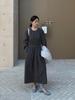 TG Minimalist Cotton-Feel Round Neck Long Sleeve Dress - 2026 Gentle Korean Style with Large Hem