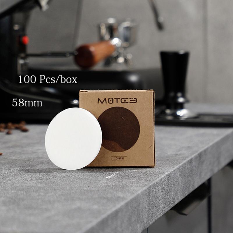100 Pcs/box Coffee Filter Paper 51mm/53mm/58mm Coffee Machine Handle Secondary Water Separation Filter Paper Coffee Accessories