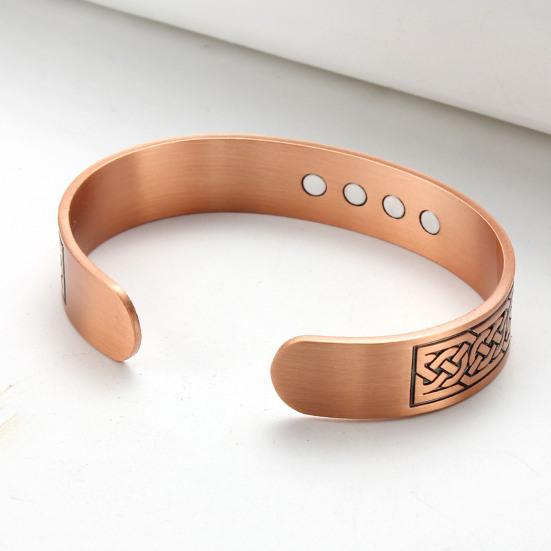 Yousheng Men Magnet Bracelet Opening Adjustable Circumference Positive Energy Retro Engraved Copper Lightweight Daily Wrist Jewelry