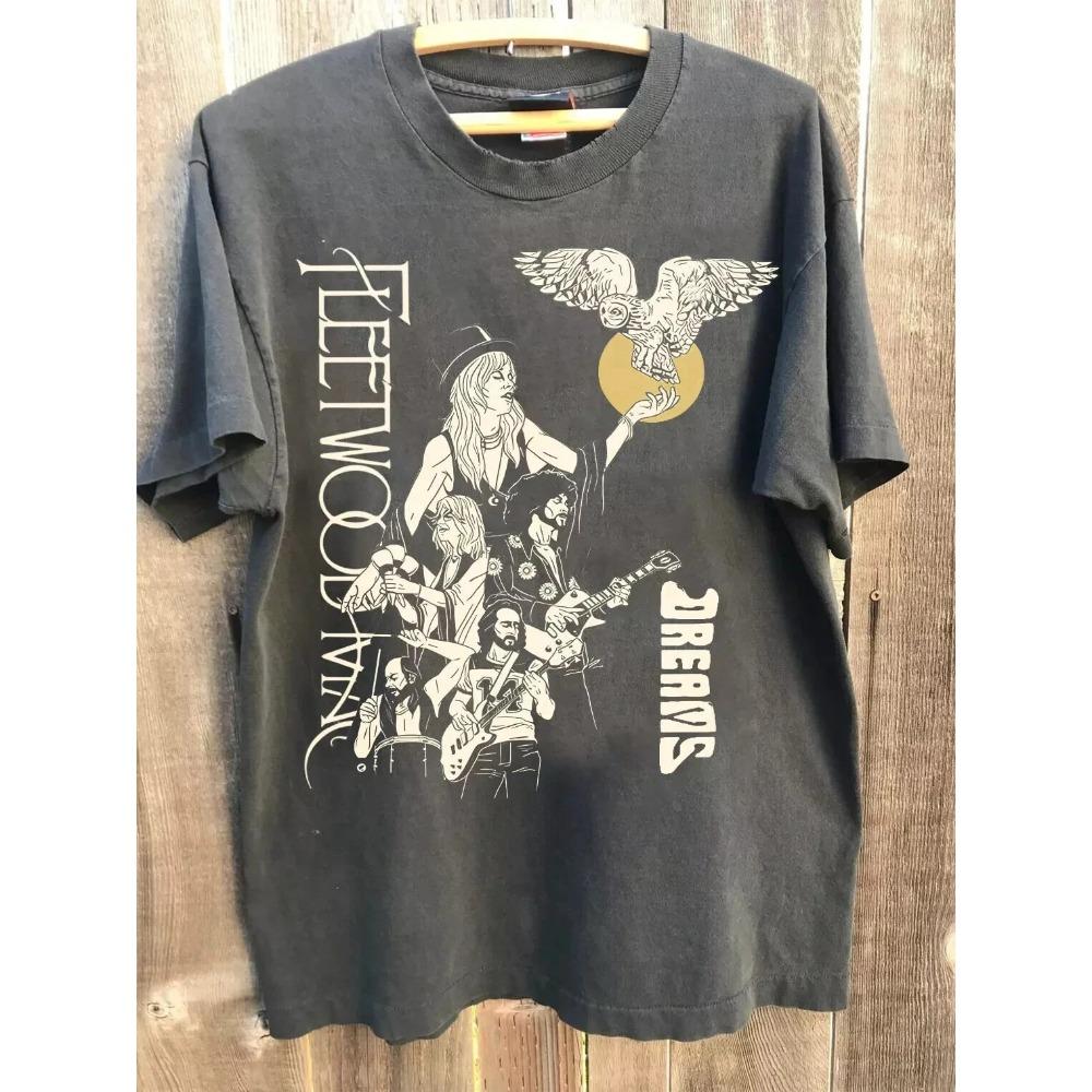 Vintage Fleetwood Mac Shirt Music Rock Band Fleetwood Mac Men s T-Shirt Black Casual Crew Neck Cotton Tee Casual Top 4XL