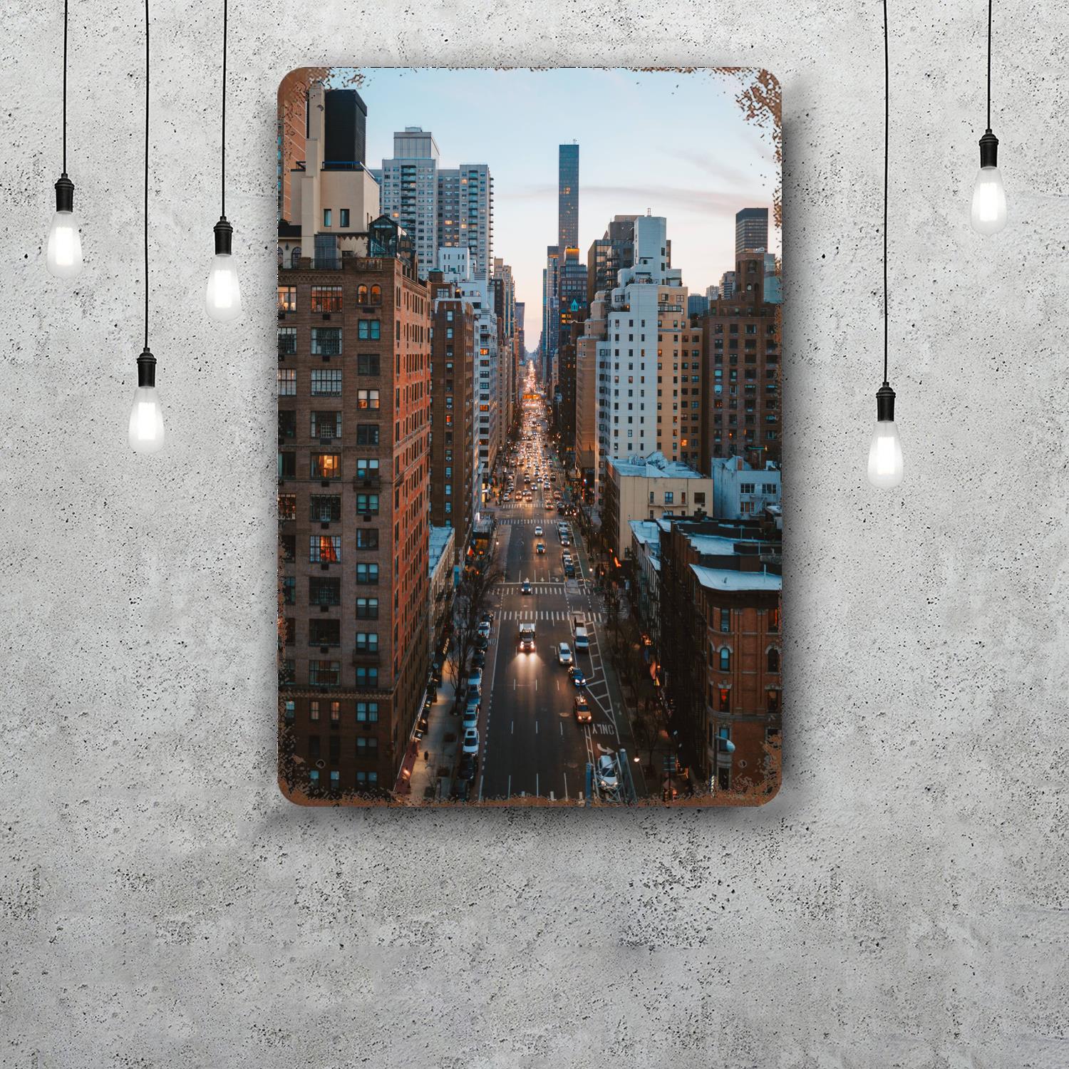 

nyc skyline Vintage Metal Tin Signs Posters Decor Retro Metal Plaque Wall Art Decor for Garage Bar 20x30cm（7.8x11.8inch）