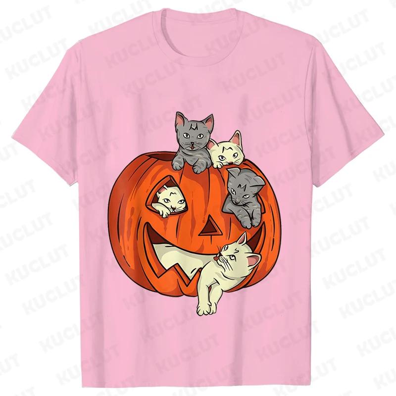 Fashion Halloween Party Tee Shirt Women Clothing Harajuku Designer Cat Pumpkin Halloween Graphic Y2k Tops Short Sleeve Tshirt