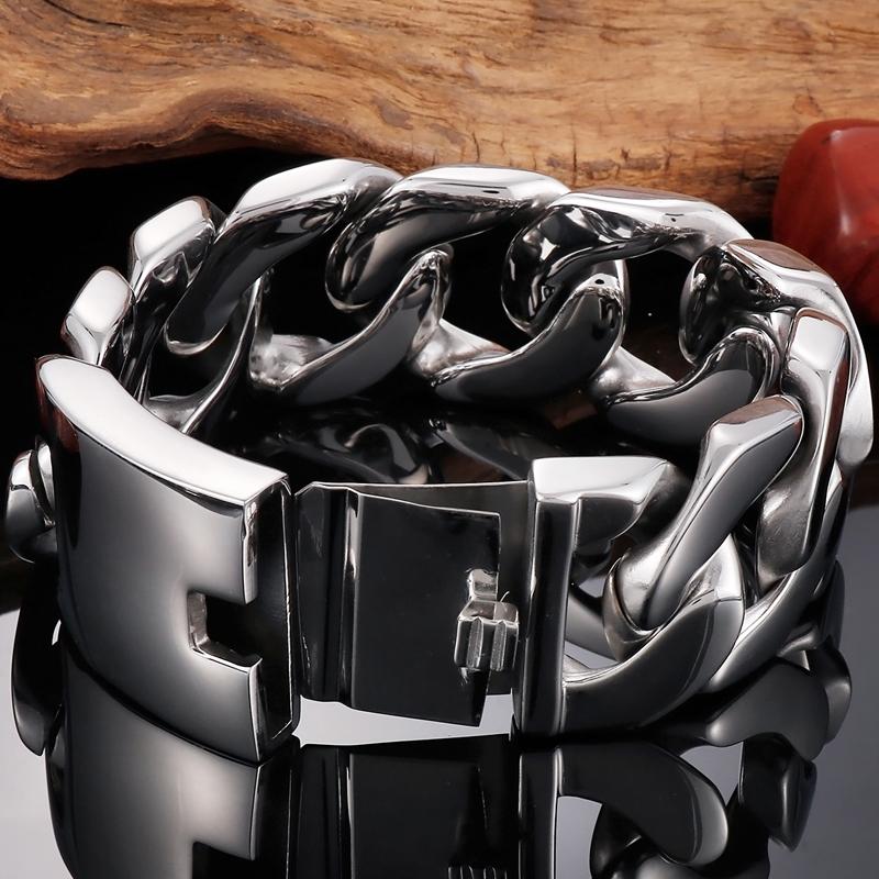 Klobiges 31-mm-Miami-Kettenarmband für Männer in Goldfarbe, schweres Edelstahl-Herrenarmband, Geburtstagsgeschenk für Vater, Ehemann, Jungen