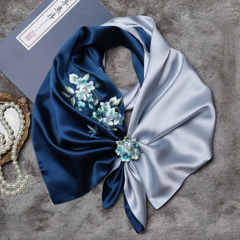 Suzhou Hand Embroidery Silk Scarf Set Double-sided Mulberry With Buckle New Chinese Style All Season