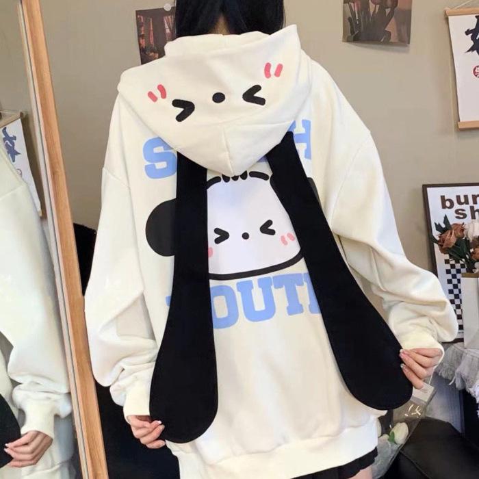 

Жіночий милий кардиган-куртка з капюшоном у вигляді цуценяти з довгими вухами XL