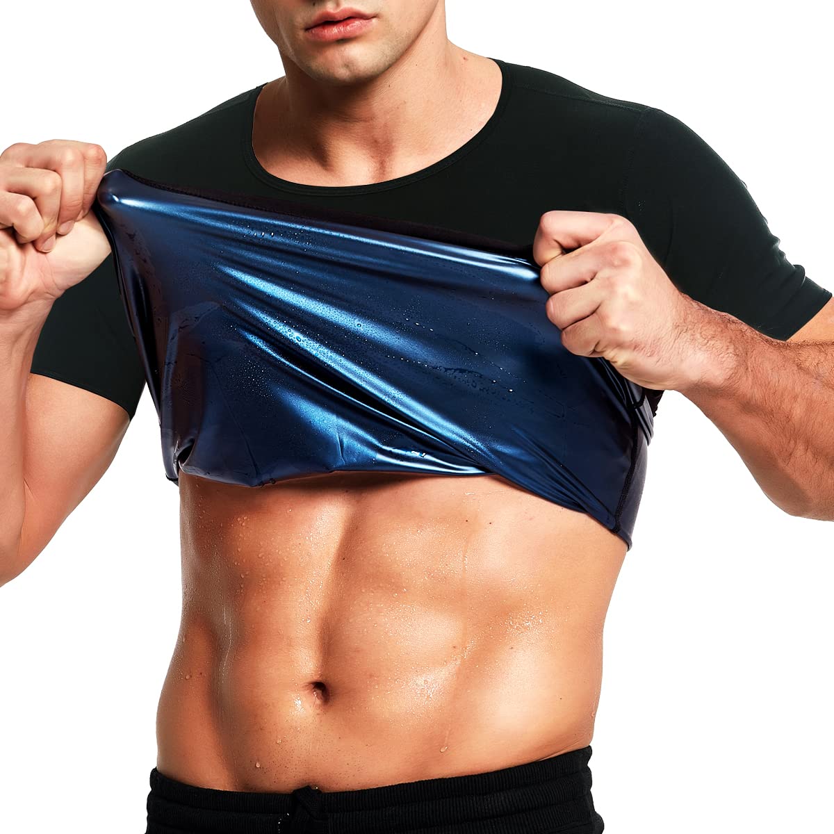 

Мужской спортивный жилет для сауны, компрессионные футболки для улавливания тепла, спортивный костюм для сауны, тренировочные майки, корректирующее белье для похудения, формирователь талии, фитнес-рубашка XXXL синий
