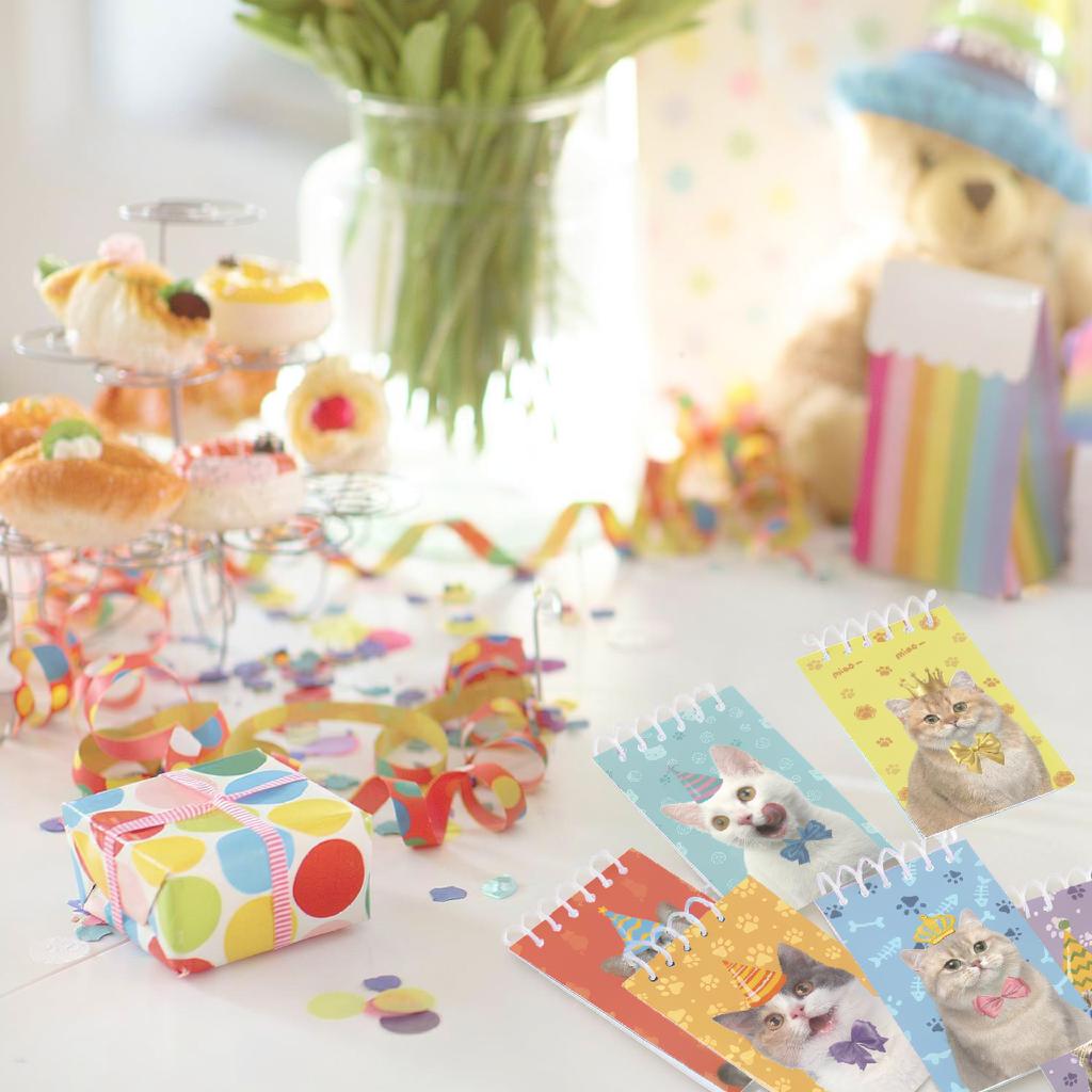 8pcs Cute Animal Spiral Notepad Kawaii Cat Dog Party Hat Memo Pad Tear Off Portable Notebook For School Student
