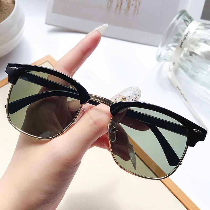 Retro Half-Frame Unisex Anti-UV Sunglasses for Fashion and Driving