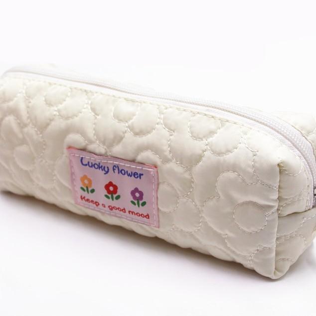 Polyester Floral Pencil Case With Zipper For Students And Office Storage