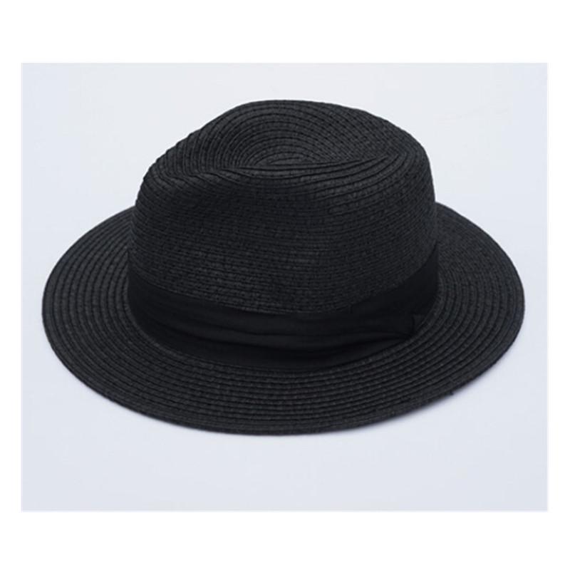 

New Summer Hats For Women Black Ribbon Panama Straw Hat Fashion Lady Lady Hats Beach Sun Hat чорний