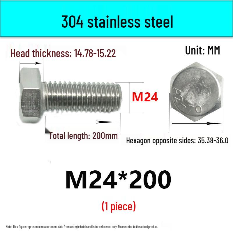 M14-30 304 Stainless Steel Fully Threaded Hex Head Screw Bolt