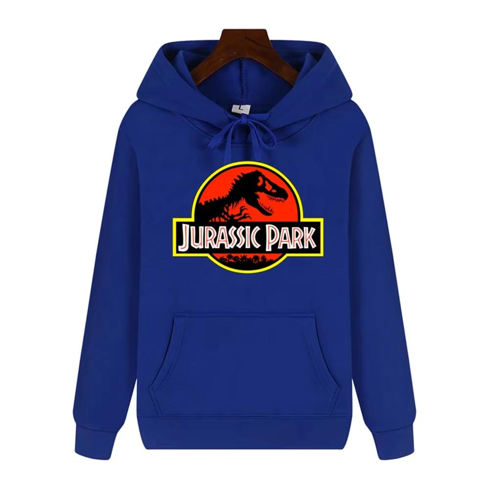 2025 Men's High-end Quality Jurassic Park Pattern Print Autumn Winter Thick Warm Outdoor Hooded Hoodie Harajuku Leisure Fashion