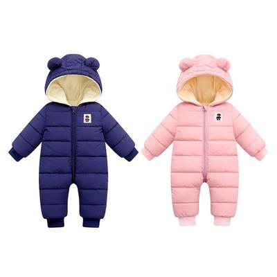 Baby Jungen Langarm Cartoon Winter Overall Unten Baumwolle Mit Kapuze Warme Kleidung Kriechen Neugeborenen Dicke Mode