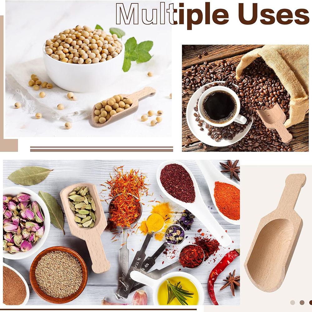 4PC Mini Wooden Tea Coffee Scoops Mini Wood Spoon Shovel Perfect for Seasoning Spices Bath Salt Sugar Kitchen Cooking Tools