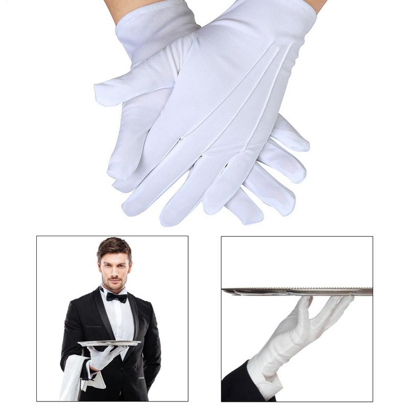 1pair White Cotton Gloves Men Formal Tuxedo Uniform Gloves Honor Guard Parade Ceremony Costume Cosplay Coin Jewelry Butler Glove