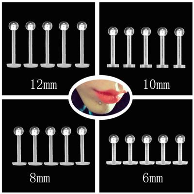 5 piercings unisex transparentes redondos para nariz, oreja, labio y barbilla