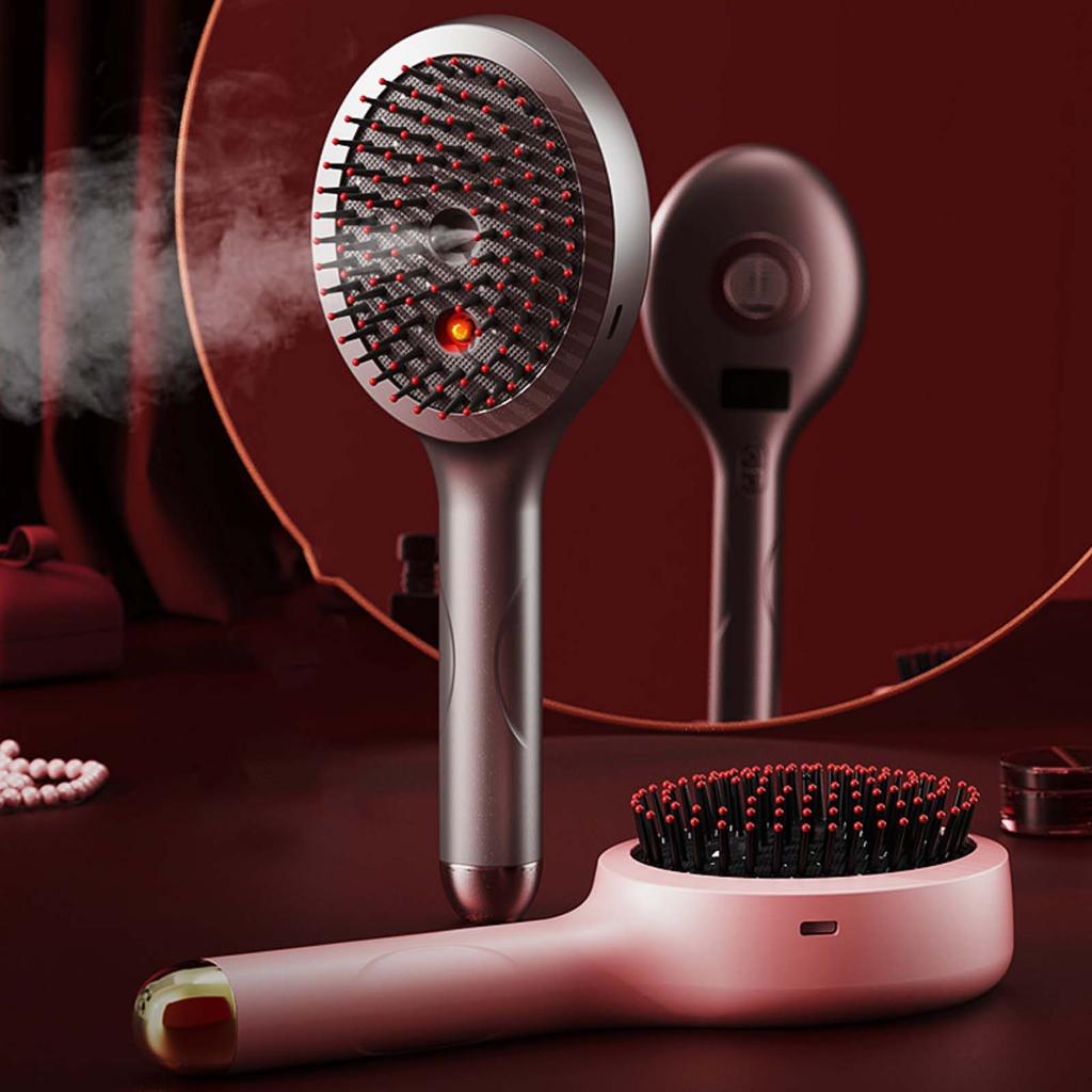 Electric Scalp Massage Hairbrush with Spray Function Rechargeable Hair Care Comb for Scalp Stimulation and Hair Nourishment
