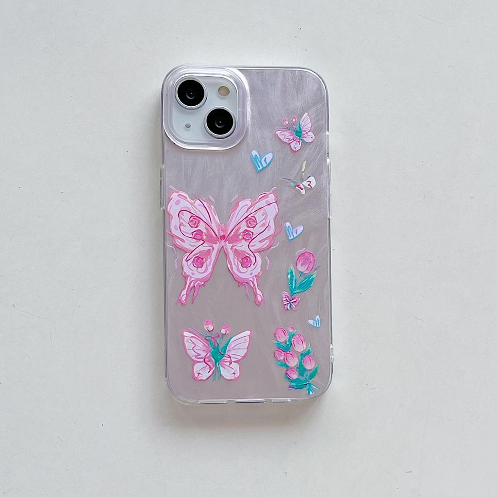 Laser Tulip Butterfly Silicone Case for Xiaomi Redmi Note 12 11 10 Samsung A54 A24 A14 Oppo A78 A58 A38 Tecno Spark 10 Pro Funda Cover Soft TPU Bumper