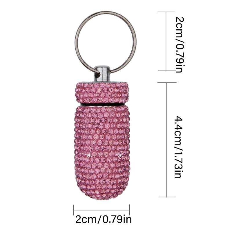 Portable Glittering Pills Organizer Small Waterproof Travel Medicine Holder with Keyring for Camping Adventures