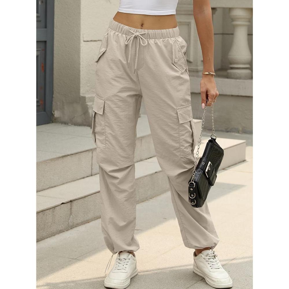 Pantaloni Cargo Casual da Donna con Tasche Multiple e Coulisse Regolabile in Vita - Pantaloni da Tempo Libero, Pantaloni Cargo alla Moda, Tessuto Non Trasparente