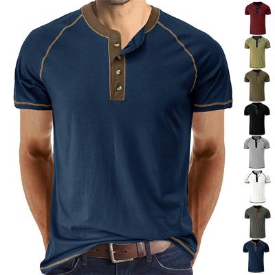 New Summer T Shirt Men Fashion Henley Collar White Tshirt Mens Short Sleeve Casual Slim Tops Tees Solid Color T-shirt for Man