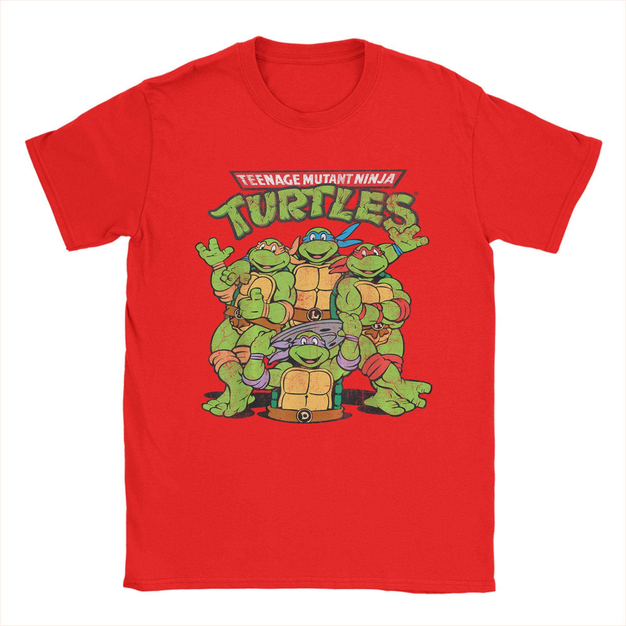 

Fashion Ninja Turtles Classic Retro Logo TShirts Men Round Collar 100 Cotton T Shirts Short Sleeve Tees Plus Size Clothes M