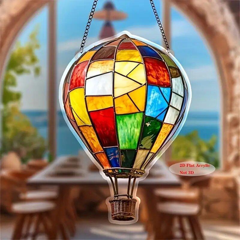 1Pc 2D Acrylic  Air Balloon Light-Collecting Device Flower Window Pendant Garden Home Decoration