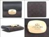 Coach Eliza Signature Coated Canvas Leather Small Wallet (Bi-fold) FCW801 CW801 Walnut and Black (Outlet)