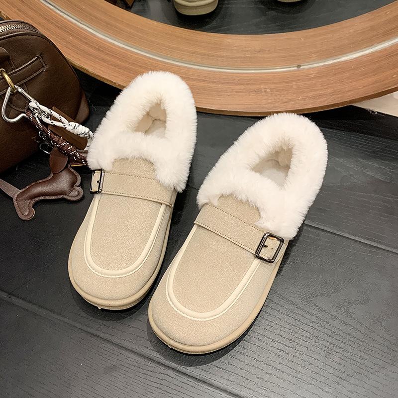 Lazy Shoes Women's Winter 2025 New Casual Versatile Flat Bottom Non-slip Velvet Thickened Warm High-top Cotton Shoes Women