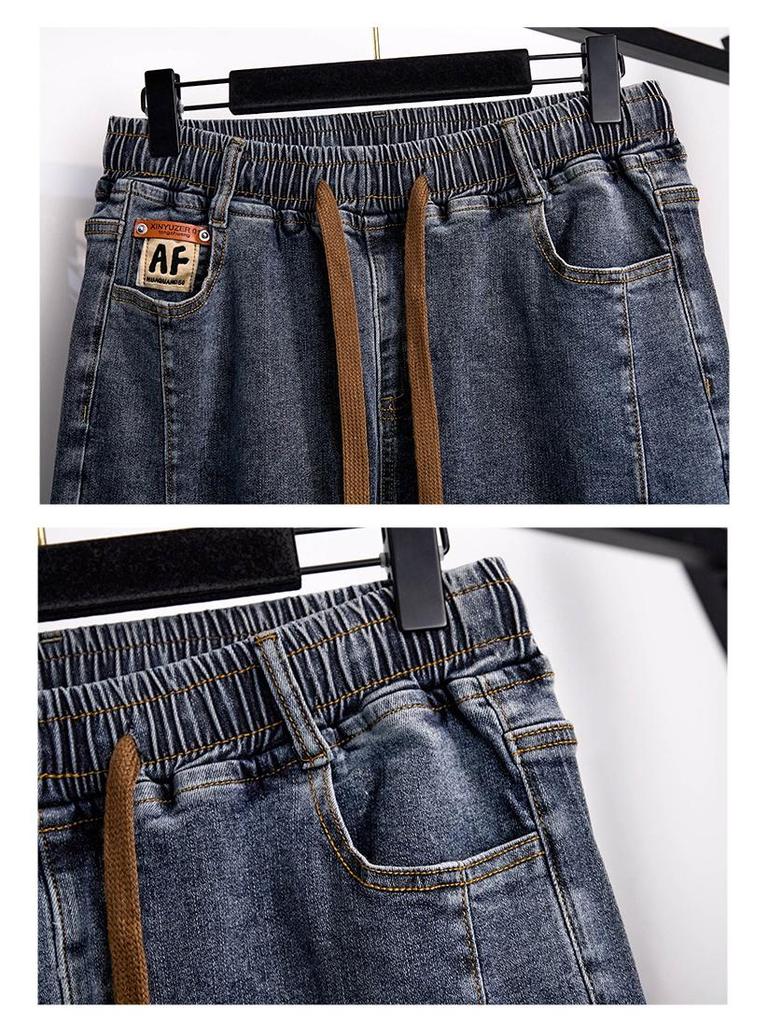 Plus Size Women's High Waist Slimming Denim Pants - Casual Loose Fit