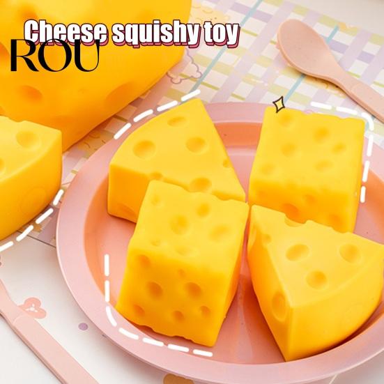 Cheese Sensory Toy Simulated Squeeze Unbreakable Stress Relief Slow Rising Decompression Block Fidget Simulation Food Pinch Square