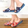 Takeharu Tatami Made in Made of Rush Japanese Yuzen Blue Size M Women's Slippers, Japan, Grass, Pattern, (880),
