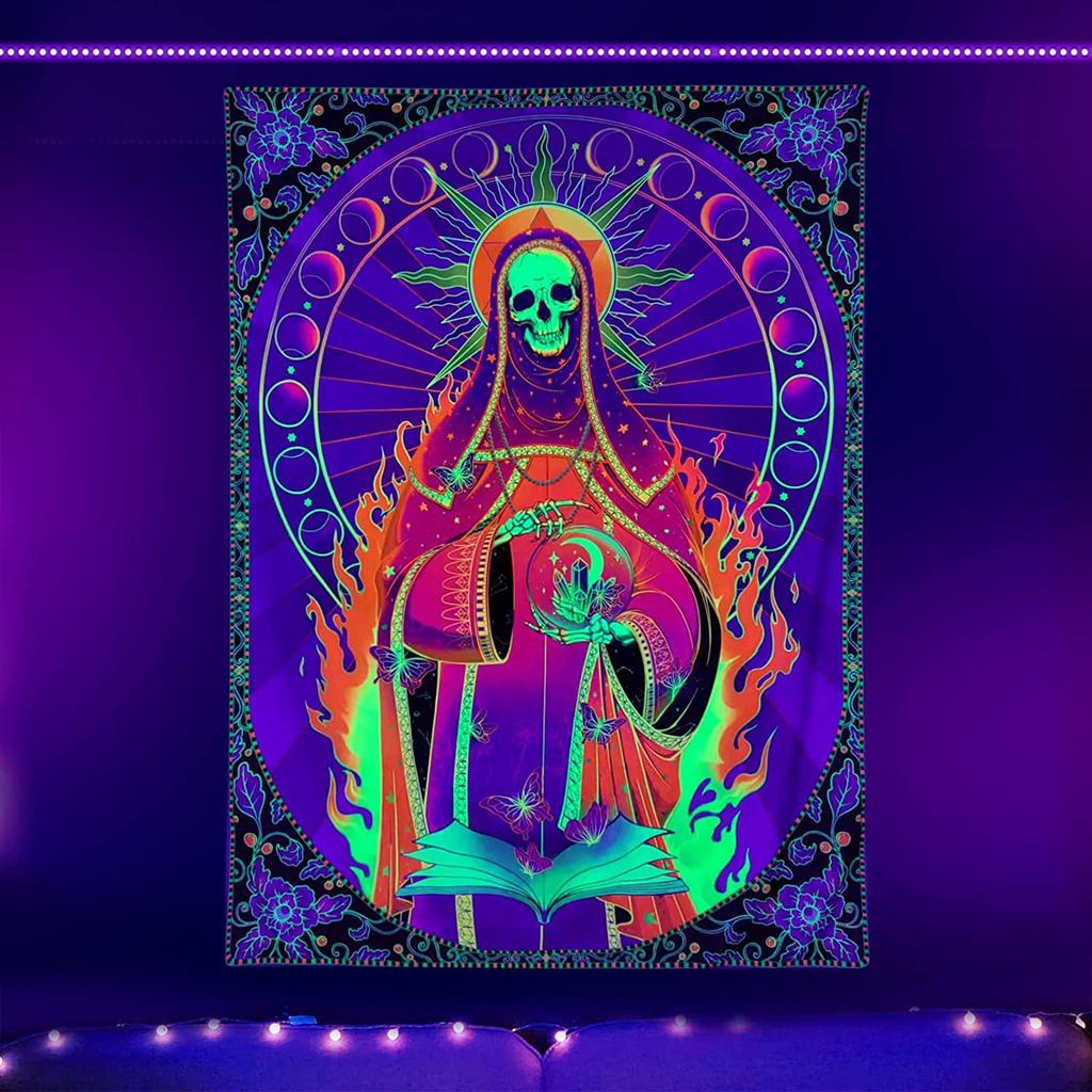 Uv Fluorescent Tapestry Blacklight Under The Sea Tapestry Hippie Bedroom Gothic Home Decor Aesthetic Room Decoration Boho Decor