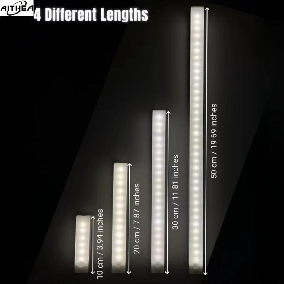 AITHEA LED Motion Sensor Light Wireless USB  Rechargeable Night Light Portable Induction Lamp for Cabinet Wardrobe Staircase