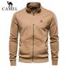 Camel 2026 Haftowana Jesienno-Zimowa Nowa Męska Bluza Rozpinana z Zamkiem i Stójką, Sportowa, Kontrastowy Kolor, Casualowa Kurtka Kardigan