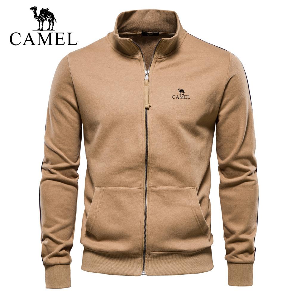 

CAMEL 2026 Embroidered Autumn Winter New Men s Stand Up Collar Zipper Long Sleeved Sweatshirt Sports Contrasting Color Casual Cardigan Jacket XXL