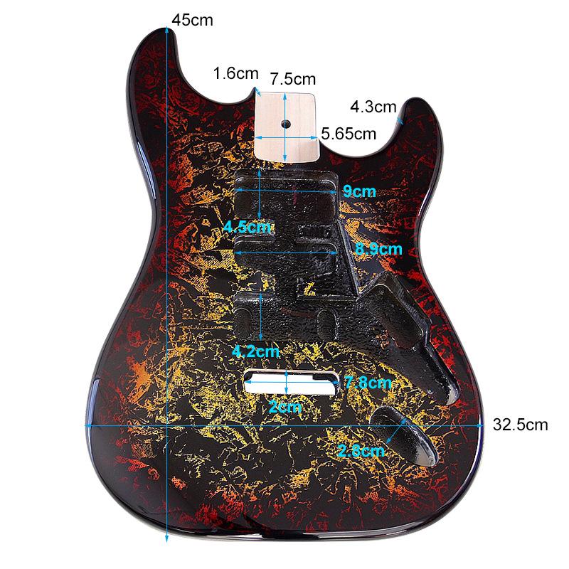 Gradient Red-Yellow Electric Guitar Body: Glossy DIY Modification Accessory