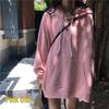 2025 Autumn Women's Korean Style Thin Long Sleeve Hoodie - Solid Color, Versatile, Mid-Length, Loose Fit.