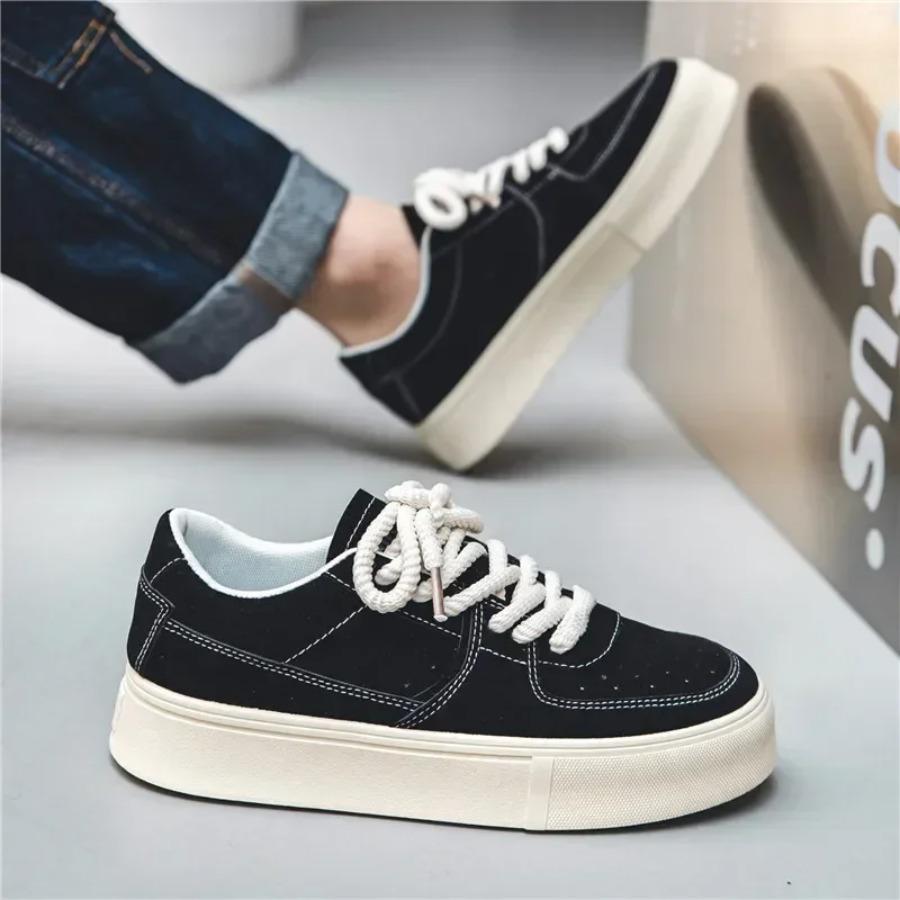Men's Fall Casual Skateboard Shoes Men Comfortable Black Thick Sole Sneakers Lightweight Versatile Walking Tennis Shoes for Men