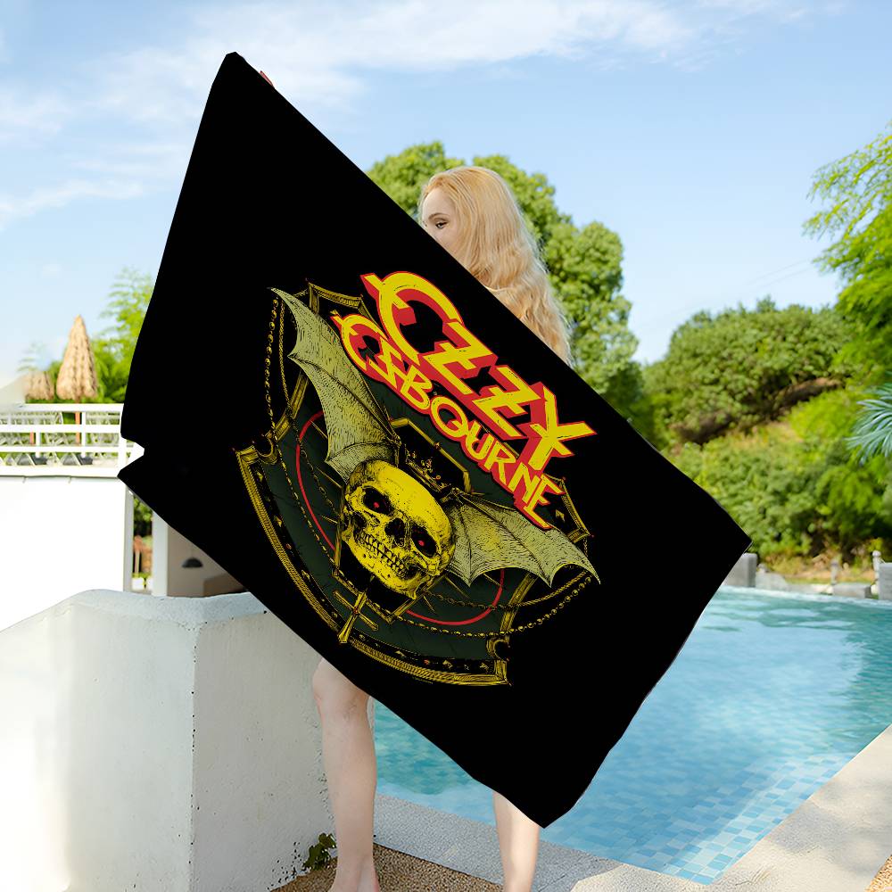 Ozzy Osbourne Logo Anime Microfiber Printed Beach Towel Mountain Climbing Yoga Beach Swimming Running Absorbent Soft Towel