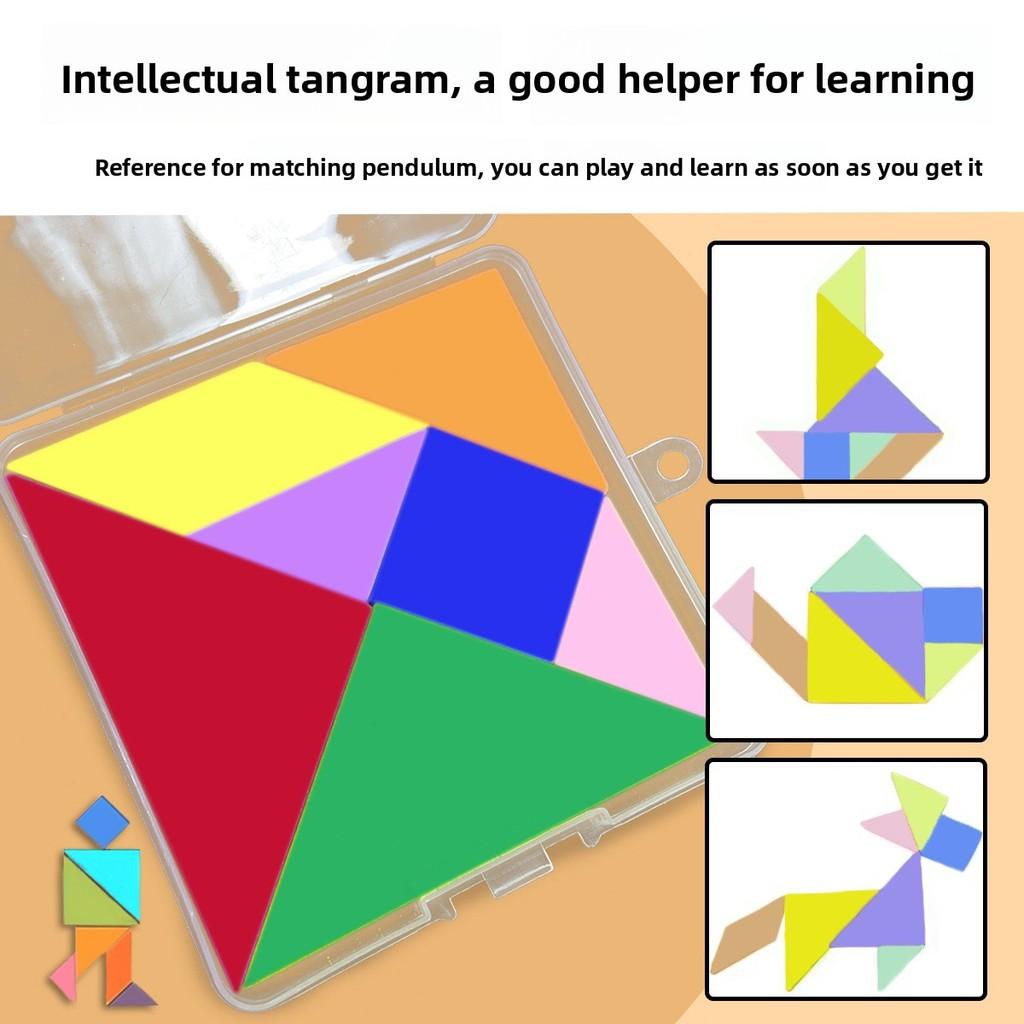 Wooden Kids Tangram Puzzle With Bright Colors For Early Learning Development And