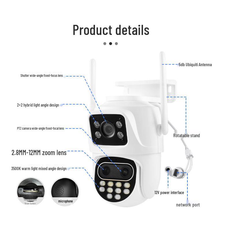 360° Panoramic Outdoor HD Triple-Lens Remote Camera