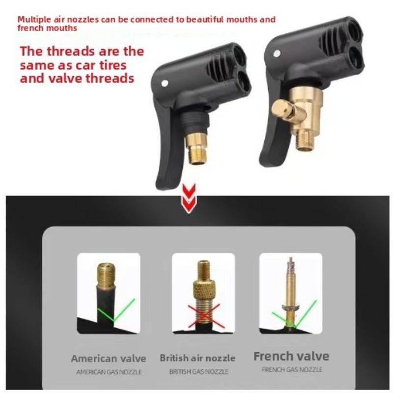 2-In-1 Bicycle Pump Nozzle Hose Adapter Inflatable Pump Motorbike Air Chuck Inflator Valve Connector Adapter Auto Accessories
