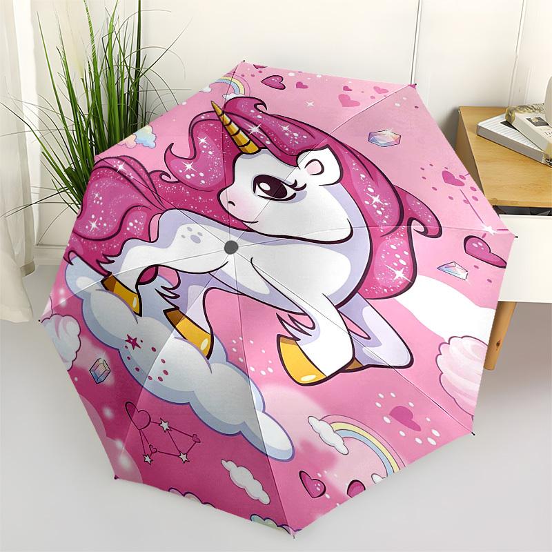 1PC Unicorn Clouds Umbrella-8-Rib Reinforced, Automatic Open, Lightweight & Durable, Fashion Accessory for Outdoor, Beach L0398